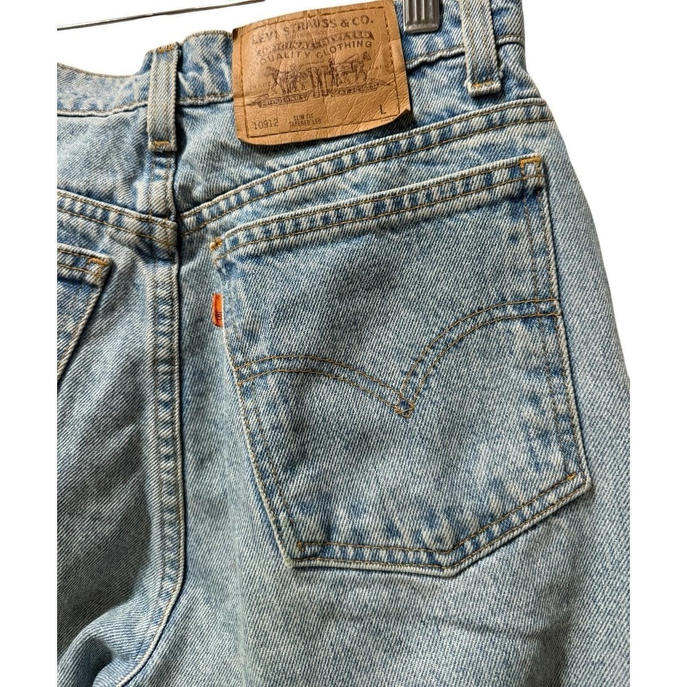 Levi's True Vintage Orange Tab 912 Slim Fit Cropped Mom‎ Jeans Light Wash